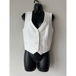 House of Harlow White Tailored Vest Sleeveless Blazer 90s Minimalist Size L
